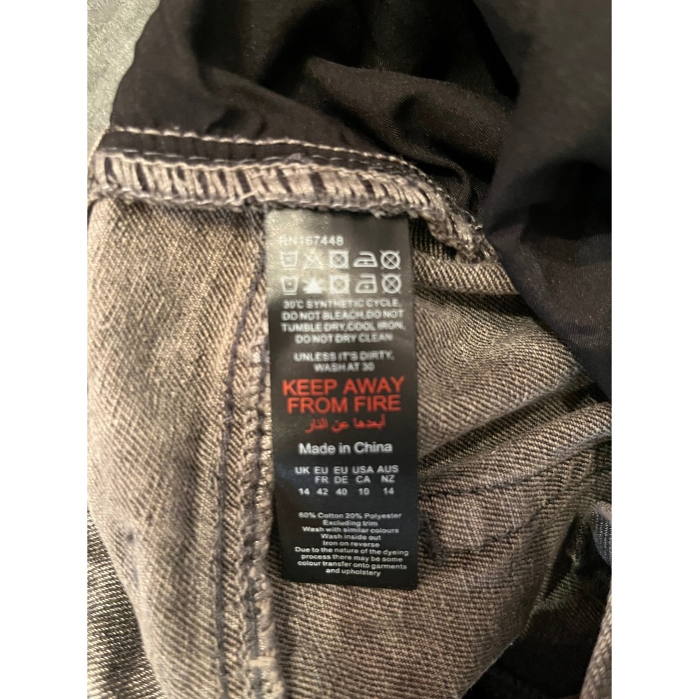 Pretty Little Thing Washed Black Denim Wide Leg Boyfriend Fit Cargo Jeans Sz 10 - Picture 14 of 16